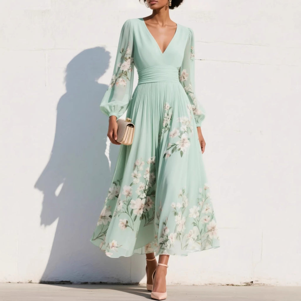 Floral Women's Midi Dress | Chic Elegant Feminine Fashion Style - Rimeen.com
